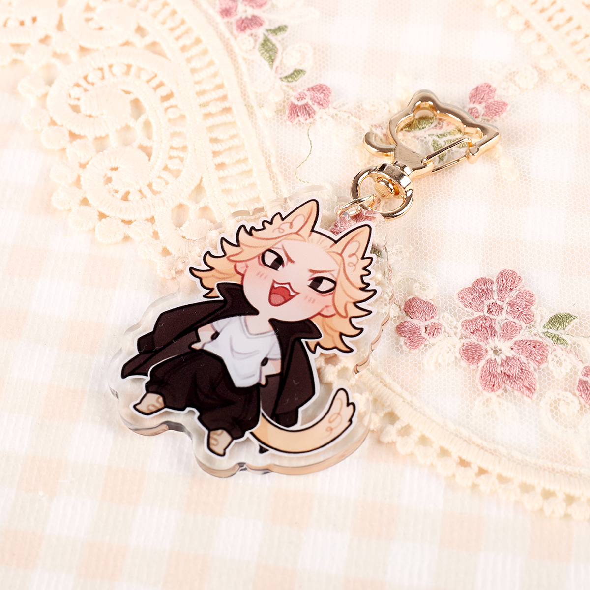 Meowkey 2.5'' Keychain with Cat Clasp