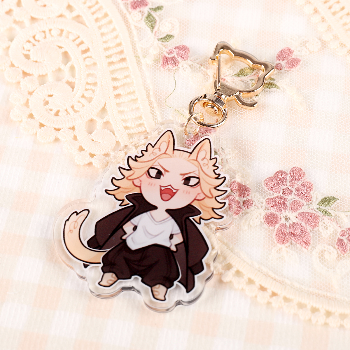 Meowkey 2.5'' Keychain with Cat Clasp